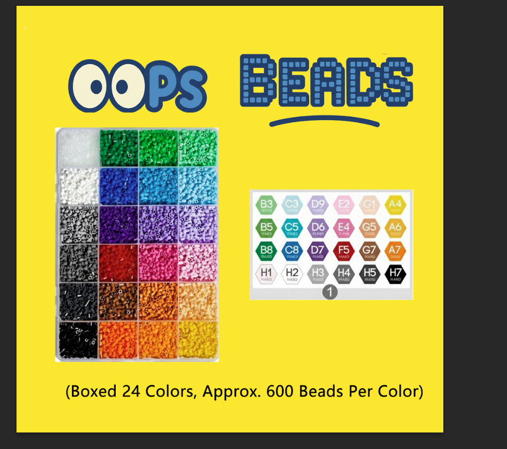OOPS 72 Colors 2.6mm Fuse Beads Kit - Creative DIY Art & Craft Beads for Kids, Adults, Perler Beads for Unique Handmade Projects